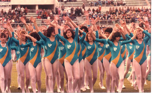 girls in tight leotards performing for the Pope